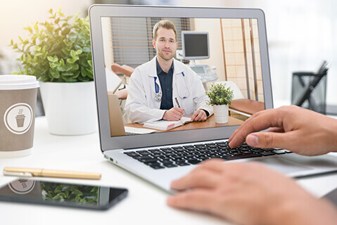 Doctor on a telehealth visit